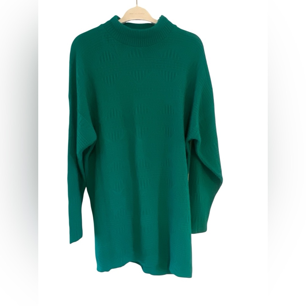 Vintage Spunky Emerald Green Women's Sweater Dress Size Large EUC